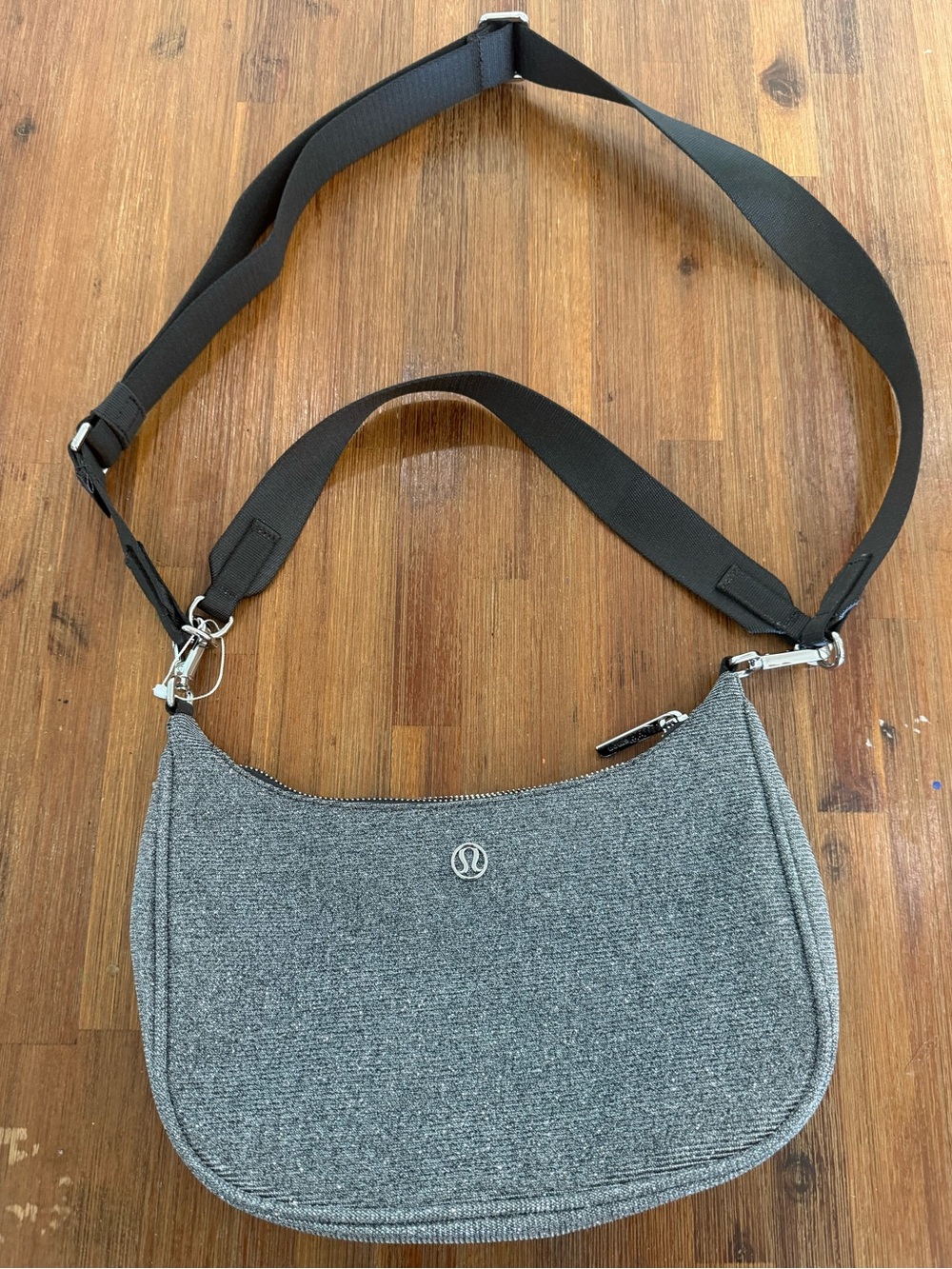 lululemon athletica sparkly grey Crossbody with short and long Strap